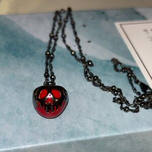 RockLove Disney Snow White Red Dripping Skull Pendant Sterling Silver Necklace